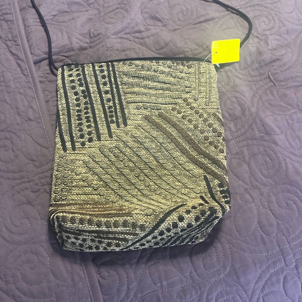 tribal handbag Crossbody beige and black brown